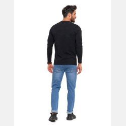 Longsleeve koszulka męska bawełniana z długim rękawem CZARNA MORAJ